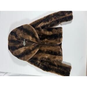 Kenneth Cole Brown Faux Fur Jacket with Shaw Collar XS